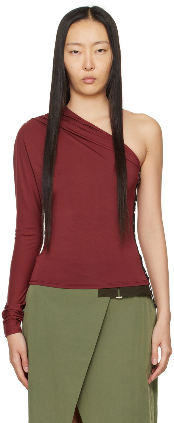 Безрукавка Miaou Miaou Katia One Shoulder Long Sleeve Top Бордовий | 7095TJBRUS