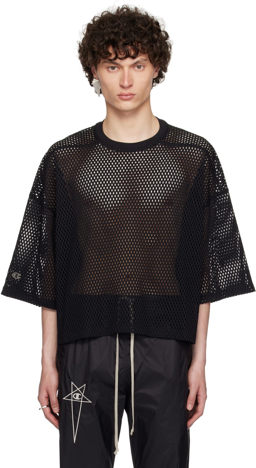 Кроп-топи Rick Owens Rick Owens Champion Edition Tommy Cropped Mesh T-Shirt чорний | CM01E1676 CHONET MESH