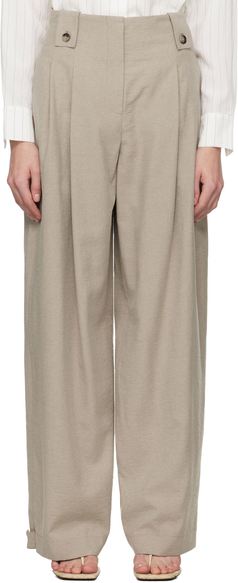 Штани Nanushka Nanushka Jenci Pleated Trousers бежевий | NW25SSPA26192