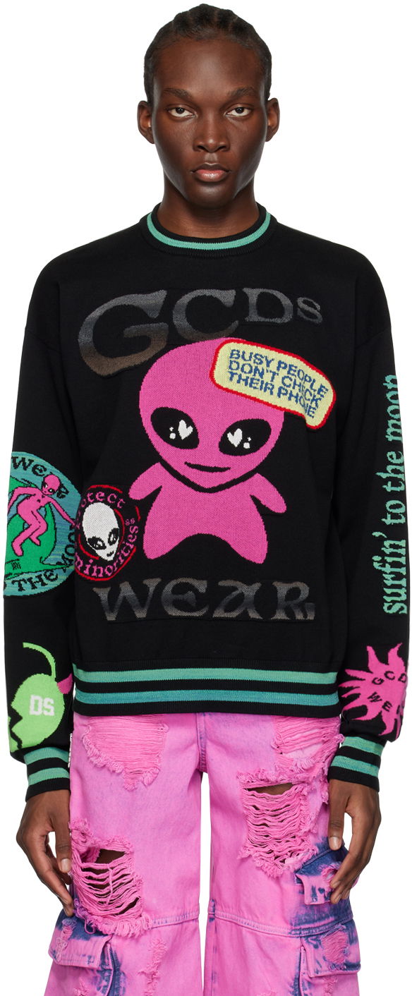 Cветр GCDS Surfing Wirdo Sweater чорний | SS23M380061