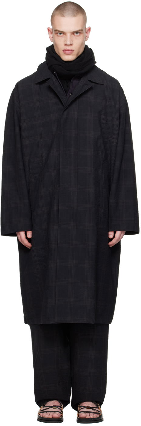 Пальто LEMAIRE Lemaire Checked Overcoat чорний | CO1055 LF1256