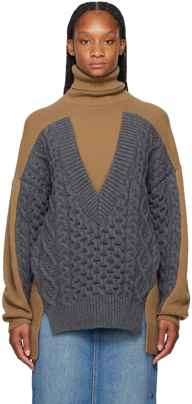 Cветр Stella McCartney Stella McCartney Paneled Turtleneck Sweater Коричневий | 6K08583S2527