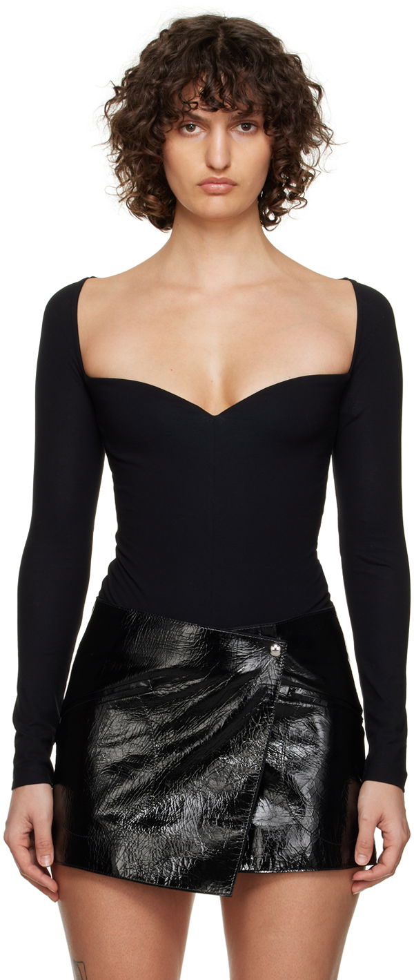 Боді Khaite Bodysuit Long Sleeve Sweetheart чорний | 2273134