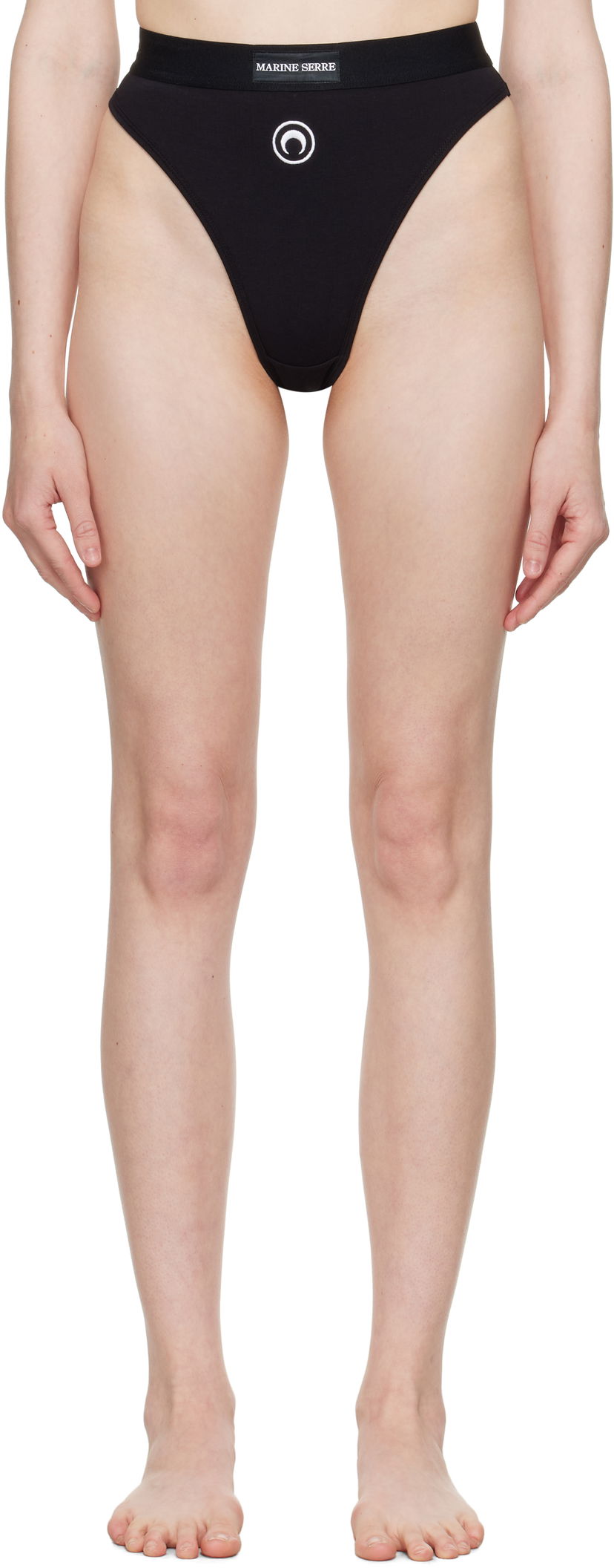 Трусики Marine Serre Marine Serre Moon Logo Stretched Jersey High-Waist Briefs чорний | WUW045A CJER0012