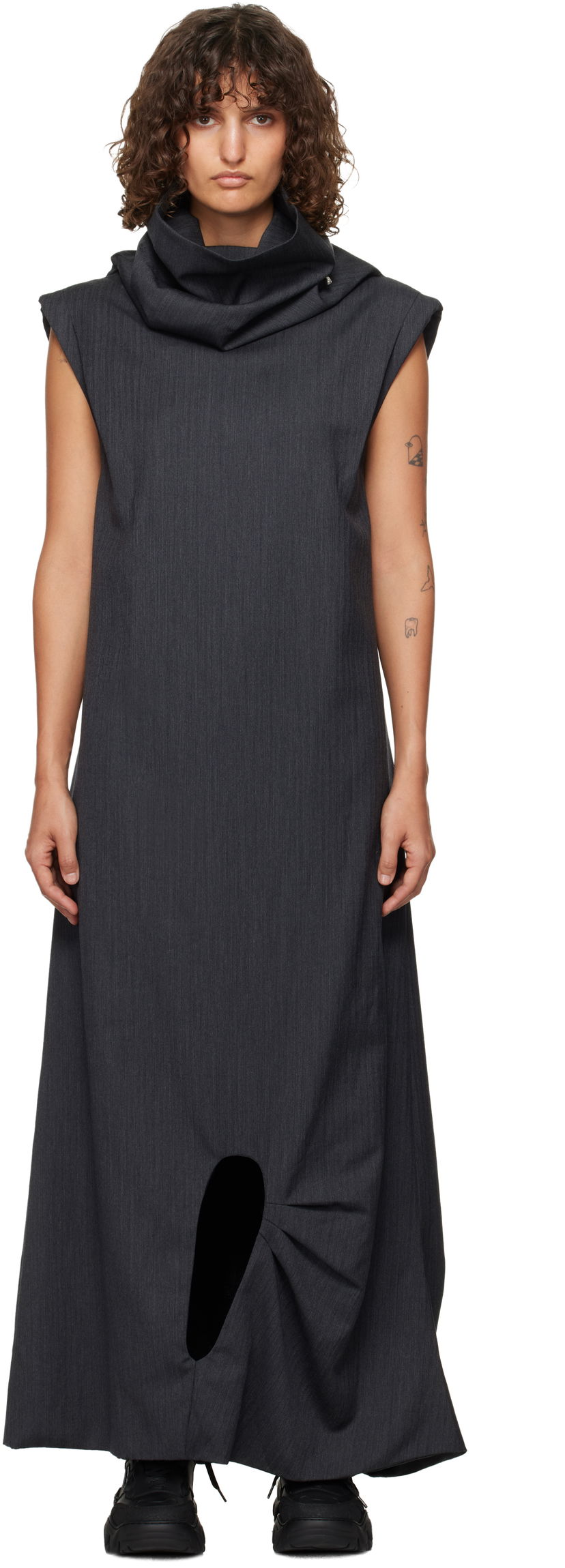 плаття ADER ERROR Maxi Dress With Cutout Сірий | BN01FWDR0101GR