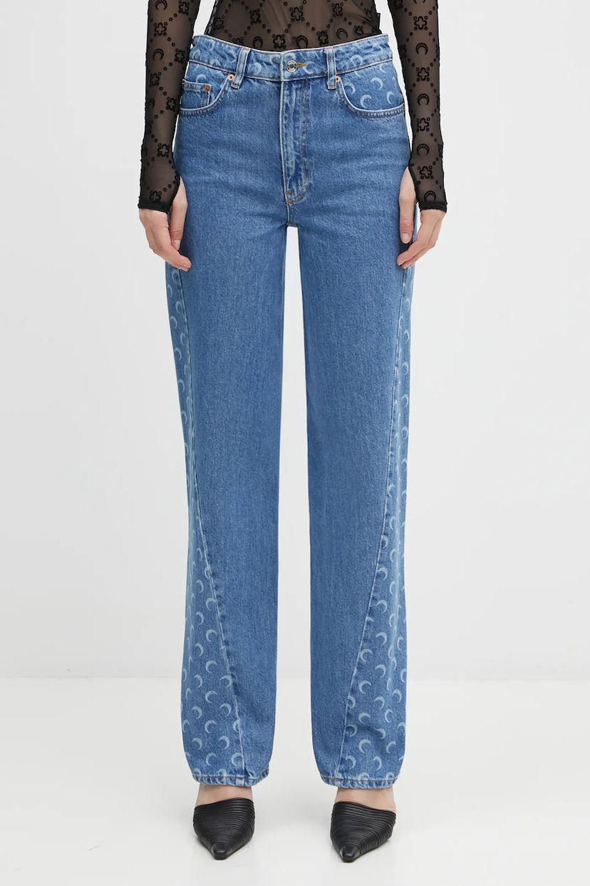 Джинси Marine Serre Moon Laser Denim Baggy High Waist Jeans Синій | WPA169ACDEN0002