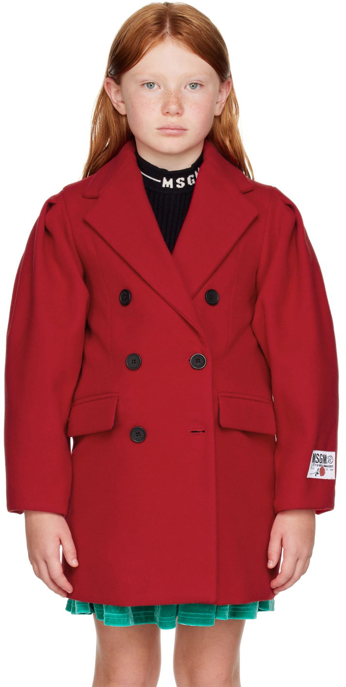 Пальто MSGM MSGM Kids Double-Breasted Coat Червоний | MS029142