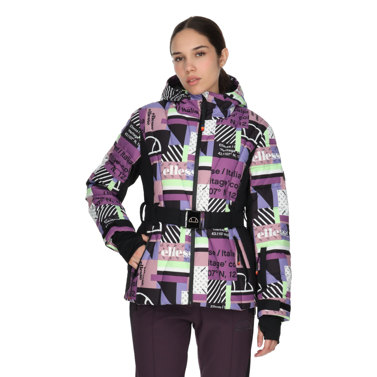 Пуховик Ellesse Maya Heritage Geometric Print Belted Puffer Jacket Різнокольоровий | ELA243F516-Z3, 0