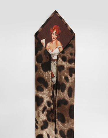 Аксесуари Dolce & Gabbana Dolce & Gabbana Satin Tie with Leopard Print Коричневий | GT181EFS1GTHY13M, 3