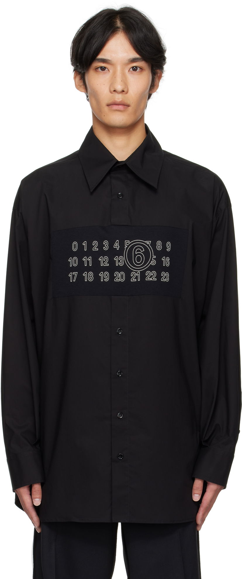Сорочка Maison Margiela MM6 Maison Margiela Long Sleeve Shirt with Numbers Print чорний | SH0NH0014 M35256