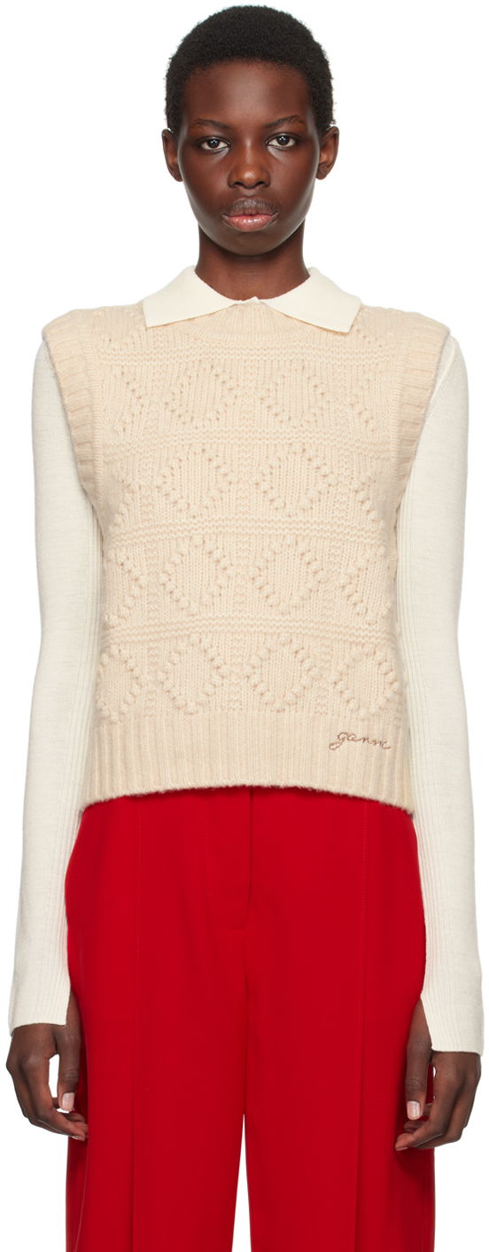 Жилет GANNI Beige Cable Knit Vest бежевий | K2221