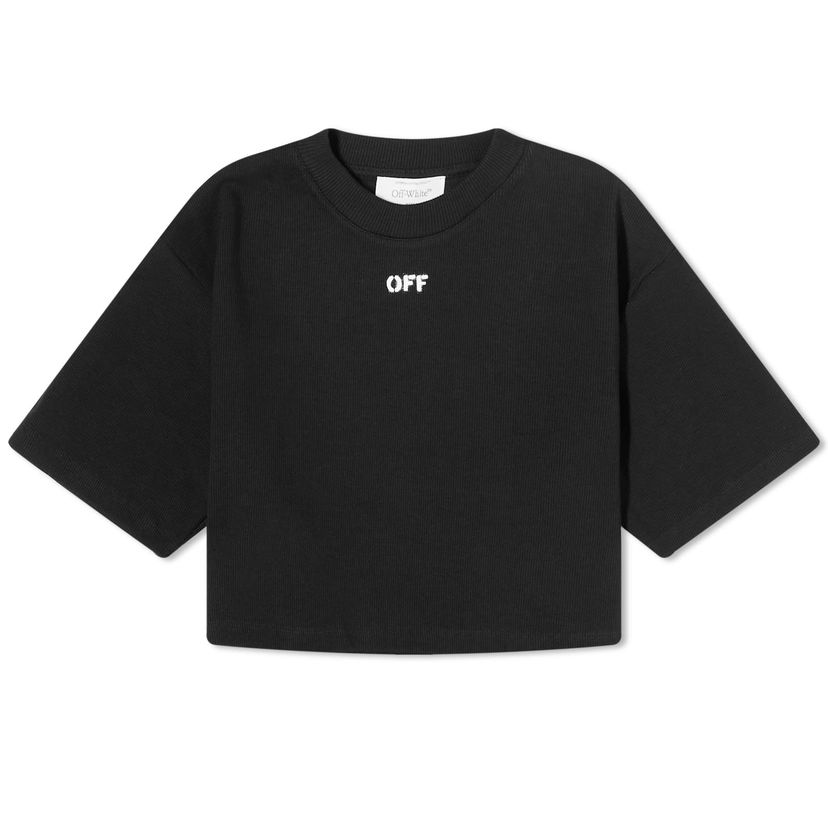 Футболка Off-White Stamp Logo Rib Crop T-Shirt чорний | OWAA081F23JER0011001