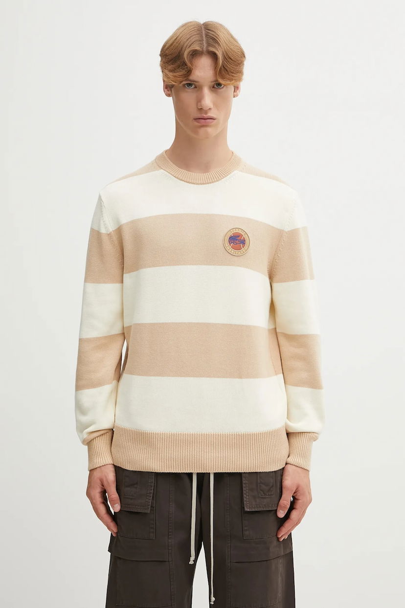 Cветр Lacoste Lacoste Striped Sweater бежевий | AH5179