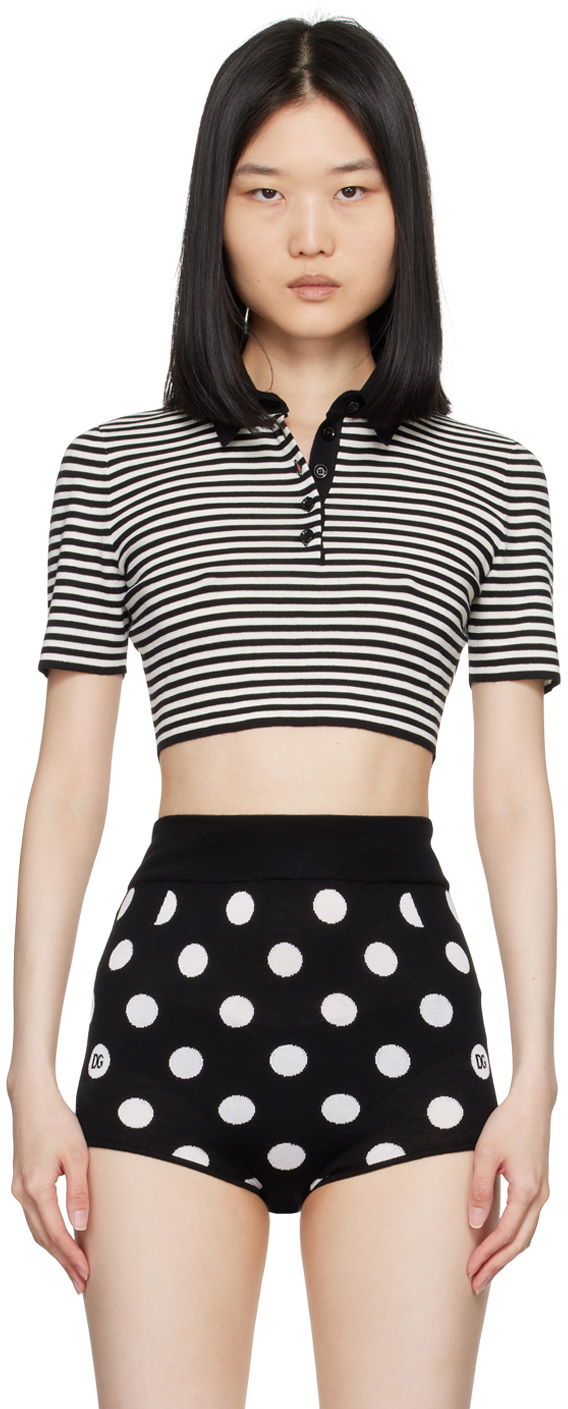 Кроп-топи Dolce & Gabbana Dolce&Gabbana Striped Cropped Polo чорний | FXZ09T JCVY4