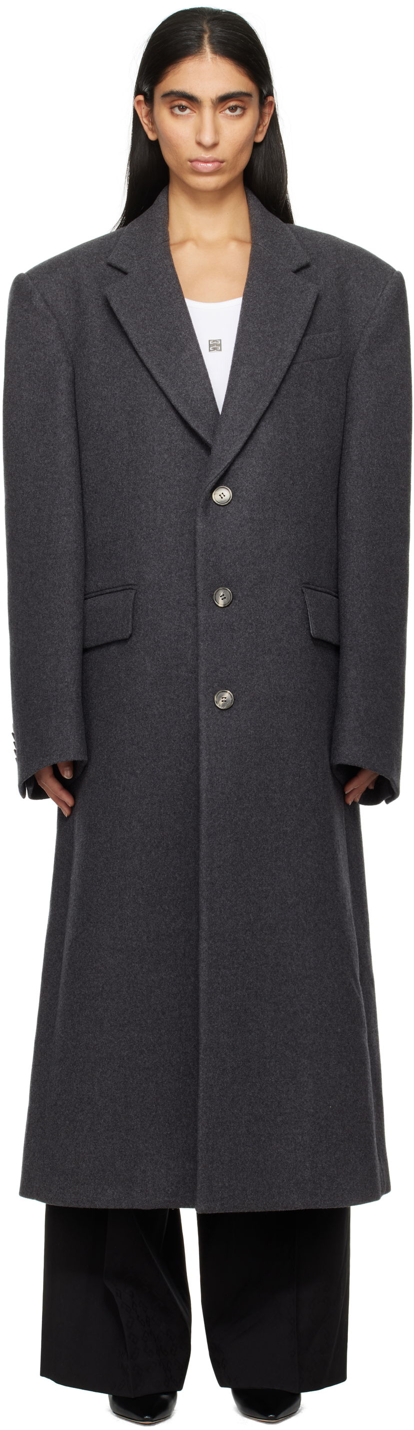 Пальто WARDROBE.NYC Single Breasted Long Coat Сірий | W4002F24WO