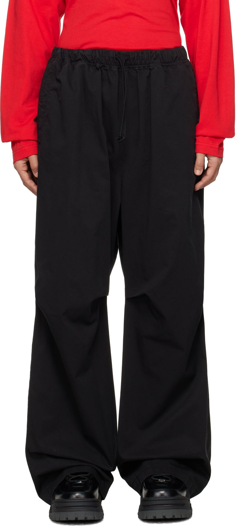 Штани карго We11done We11done Tucked Wide Trousers чорний | WD-PT3-24-262-U-BK