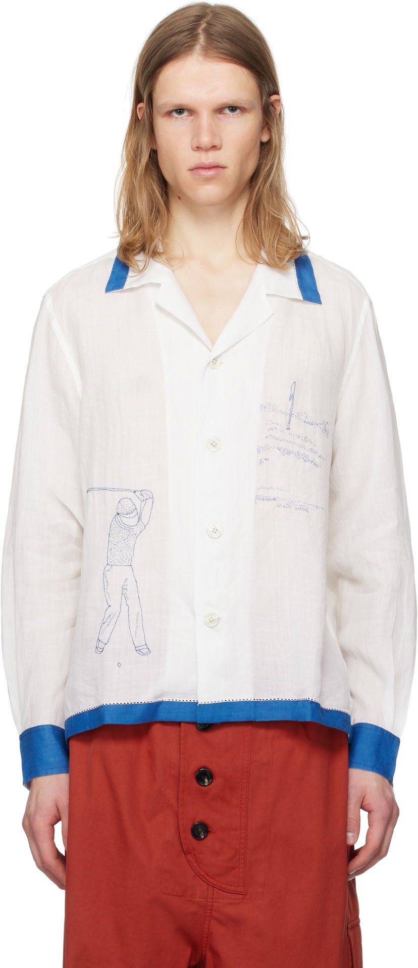 Сорочка Bode Bode Club Champion Long Sleeve Shirt білий | MRS25SH009