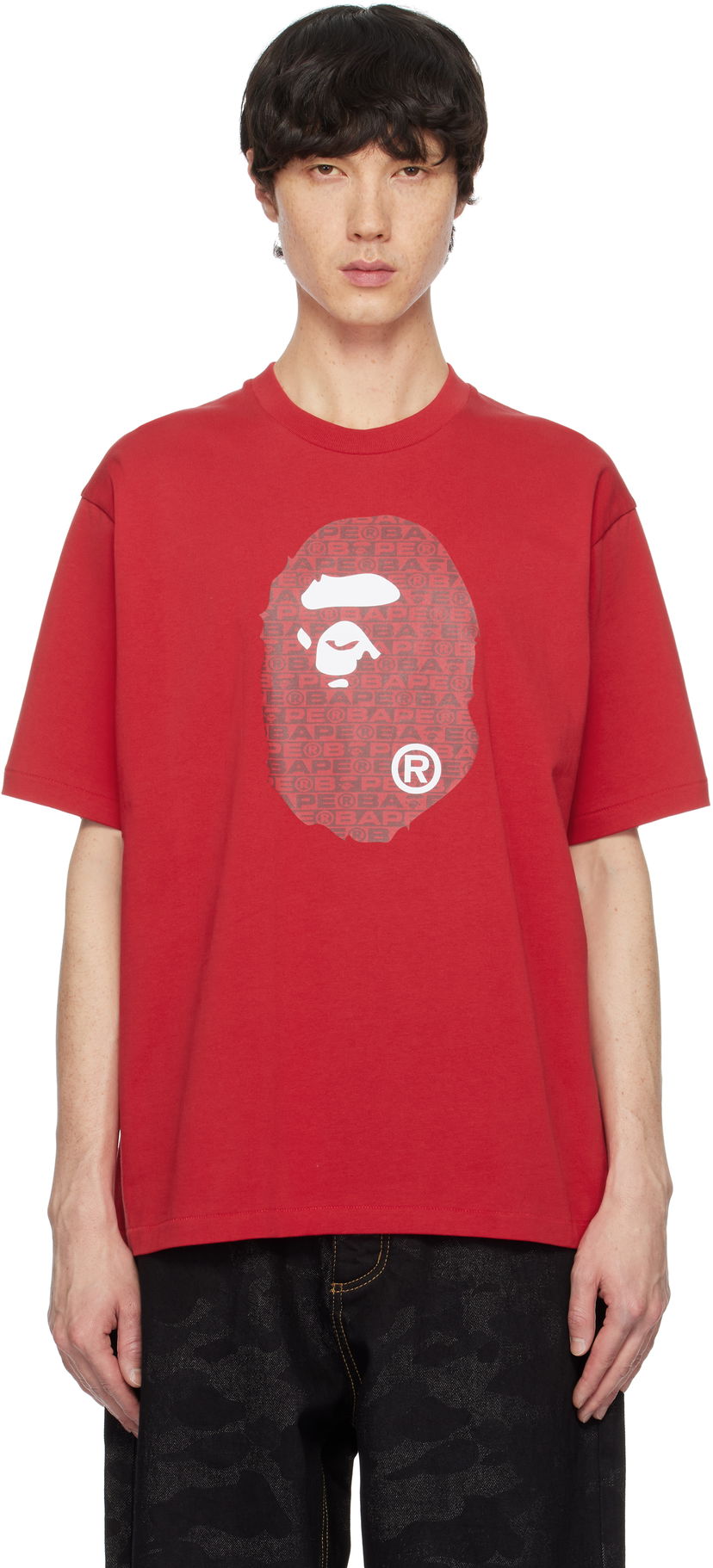 Футболка BAPE Lux Sport Pattern Ape Head T-Shirt Червоний | 001TEK801322M