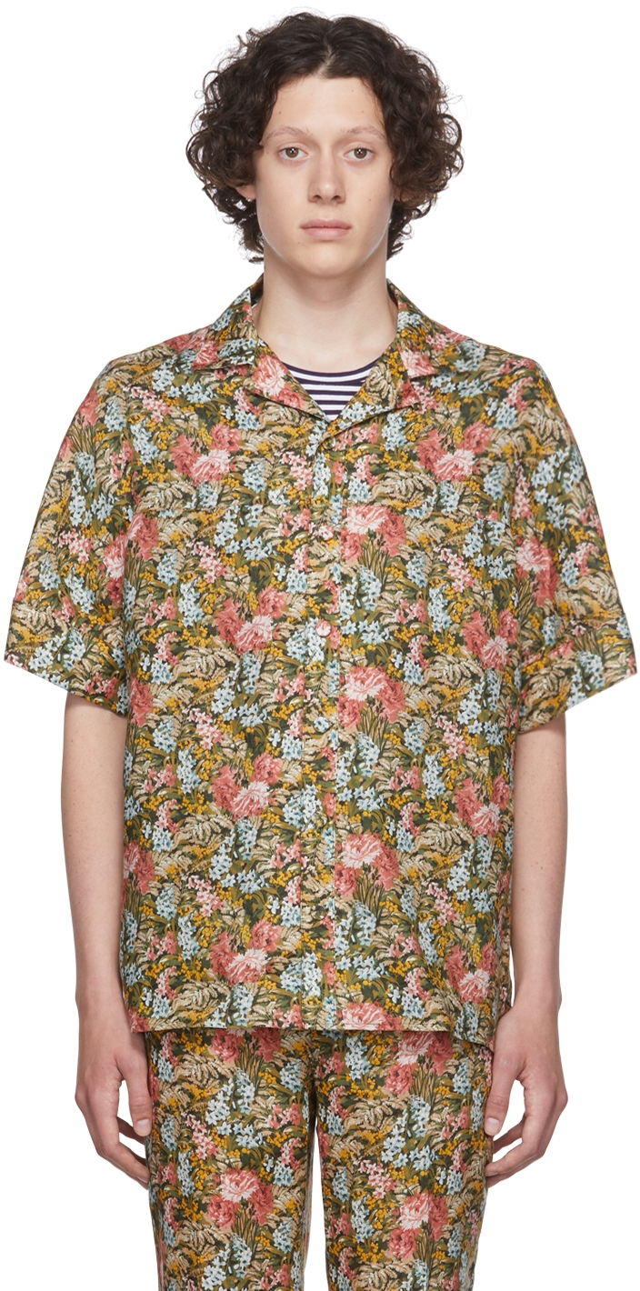 Сорочка Erdem Floral-Print Short Sleeve Shirt Зелений | MV22_503MLFL PHILIP SHIRT