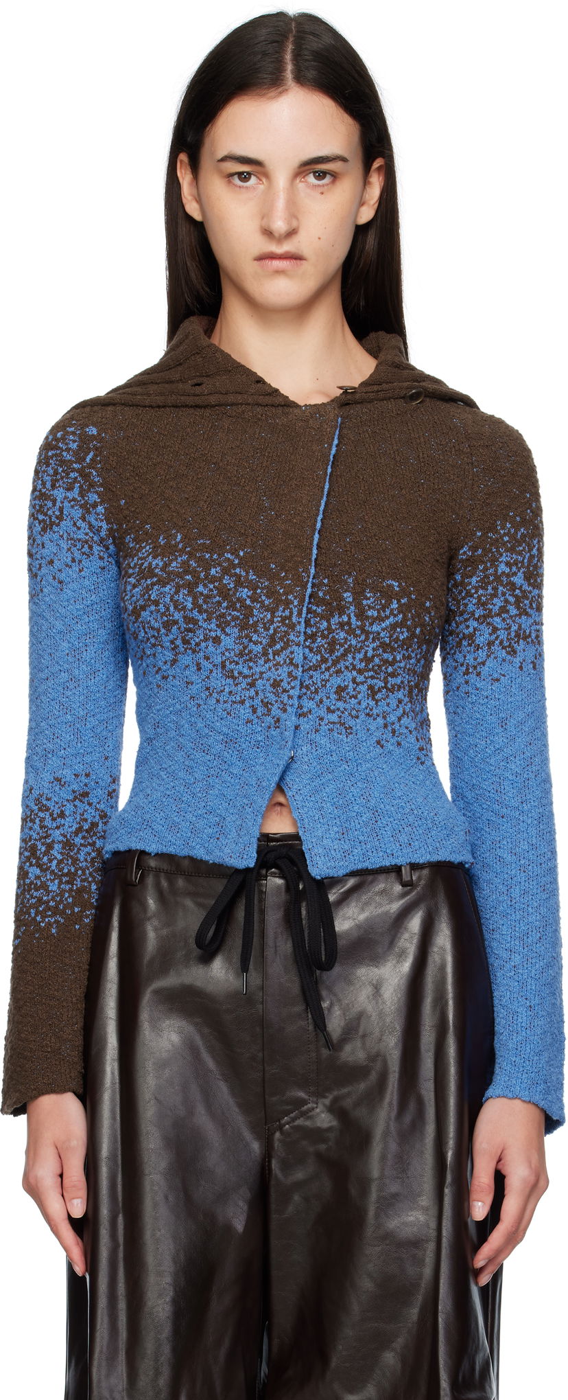 Cветр Andersson Bell Andersson Bell Flow Jacquard Knit Cropped Hoodie Синій | atb1358w