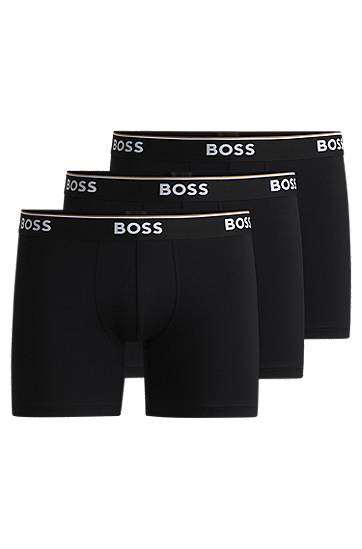 Боксери BOSS Three-pack of stretch-cotton boxer briefs чорний | 50475282
