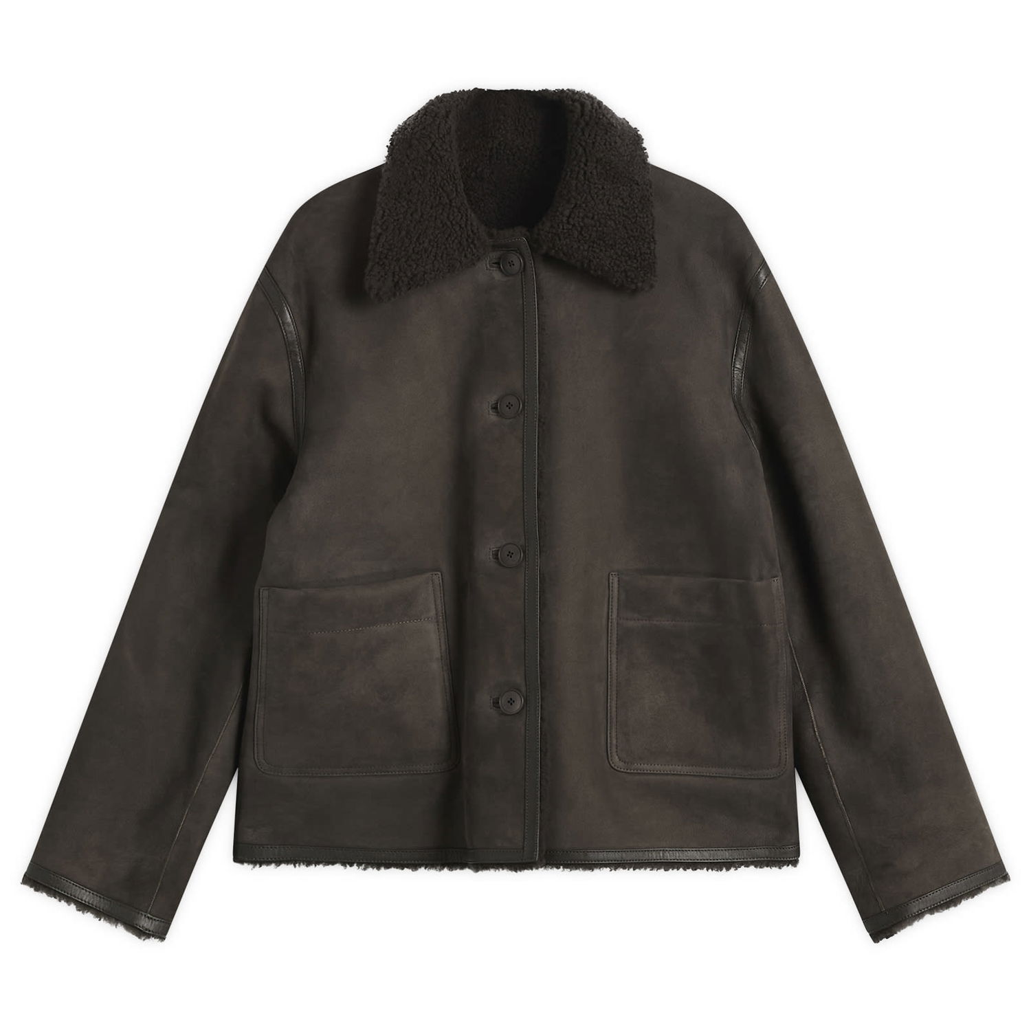 Куртка CLOSED Button-Front Shearling Jacket with Patch Pockets Коричневий | C97520-82F-22-140, 0