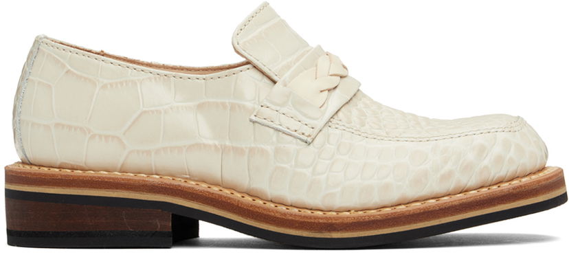 Кросівки та взуття OUR LEGACY Nakano Braided Croc-Embossed Loafers білий | A4247NVC