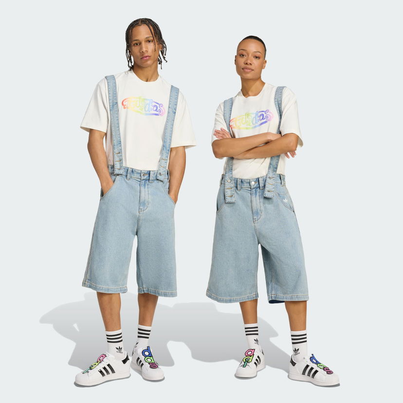 Шорти adidas Performance Jeremy Scott Pride Denim Overalls Синій | JY2022