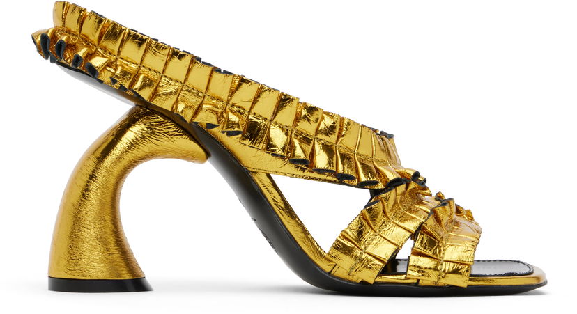 Аксесуари Dries Van Noten Dries Van Noten Ruffled Heeled Sandals Металік | WS251-1566-207