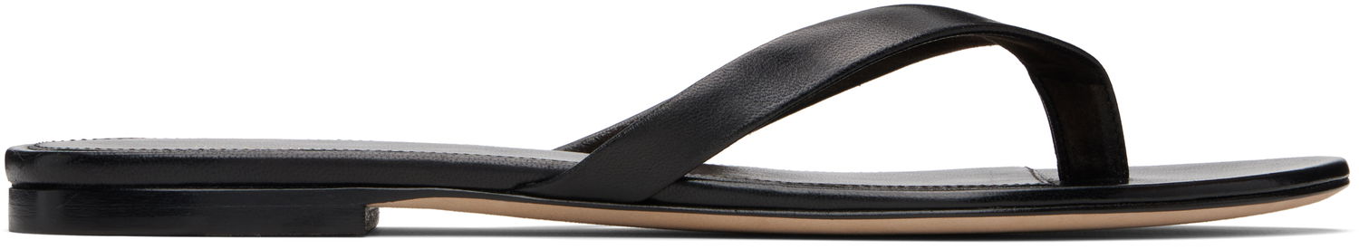 Кросівки та взуття The Row Sacha Leather Flip-Flops чорний | F1697-SN65, 0