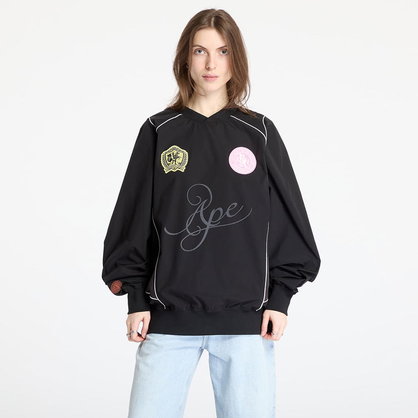 Світшоти BAPE A BATHING APE Multi Logo Relaxed Fit Pullover чорний | 001SWL301317MBLK