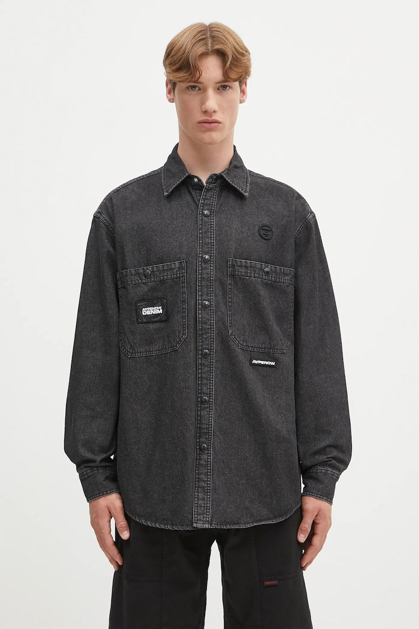 Сорочка AAPE by A Bathing Ape AAPE Now Long Relaxed Denim Shirt чорний | AAPSTM8511XXO