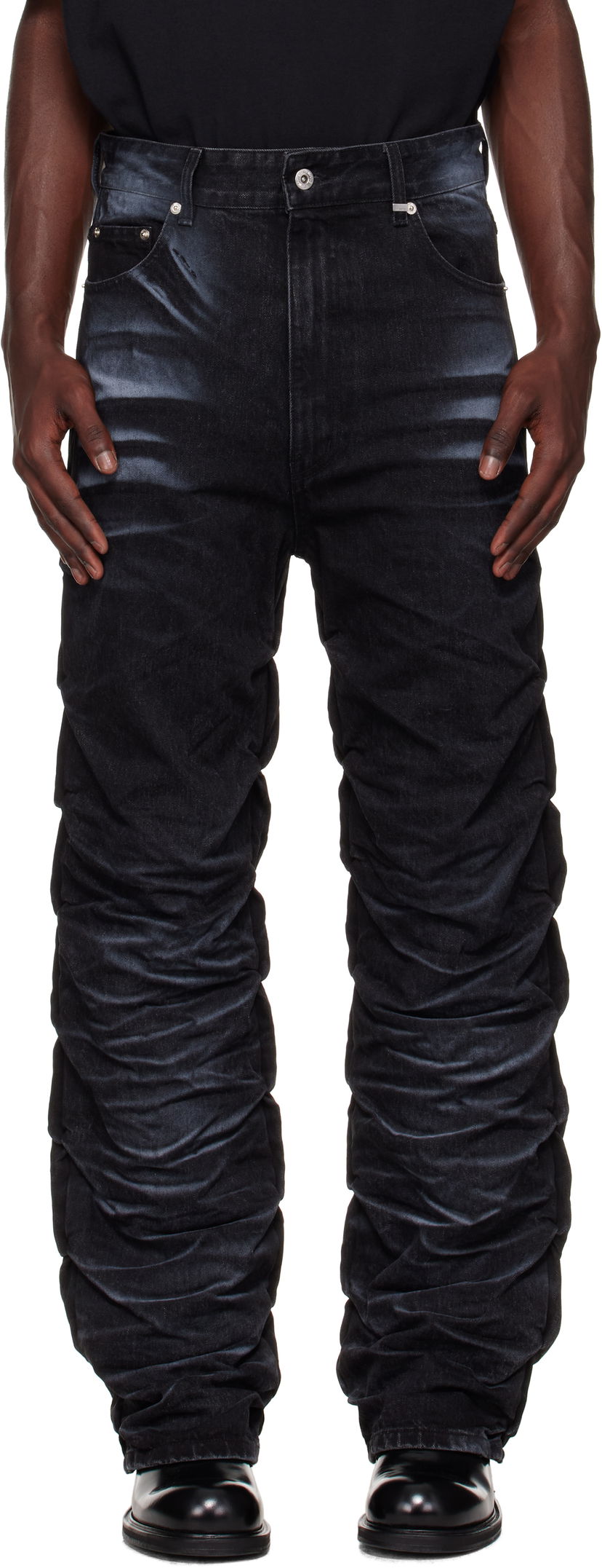Джинси We11done We11done Textured Fold Jeans чорний | WD-DP2-25-356-M-BK