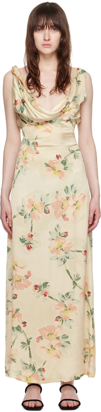 плаття TOTEME TOTEME Women's Floral Print Twist Maxi Dress бежевий | 243-WRD1924-FB0220