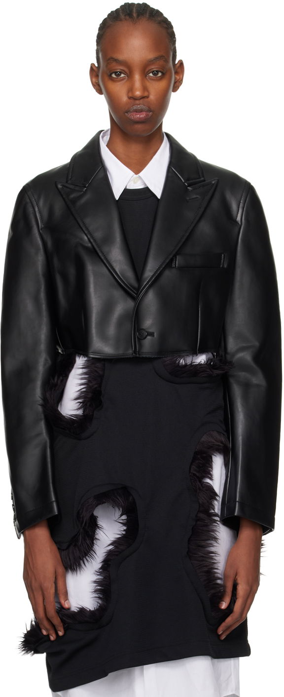 Куртка Comme des Garçons Faux-Leather Padded Cropped Jacket чорний | PL-J055-051