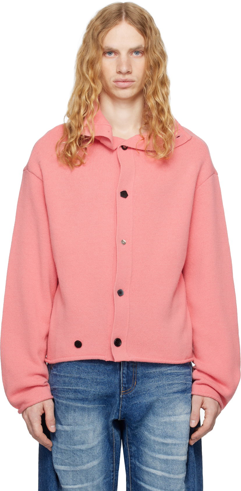 Cветр ADER ERROR Mock Neck Button Cardigan Рожевий | BN01FWKT0703PK