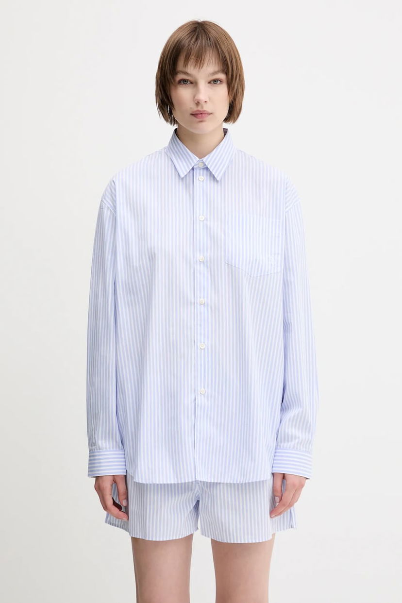 Сорочка Sporty & Rich Sporty & Rich Src Oversized Relaxed Fit Striped Shirt Синій | SI006612302ST08
