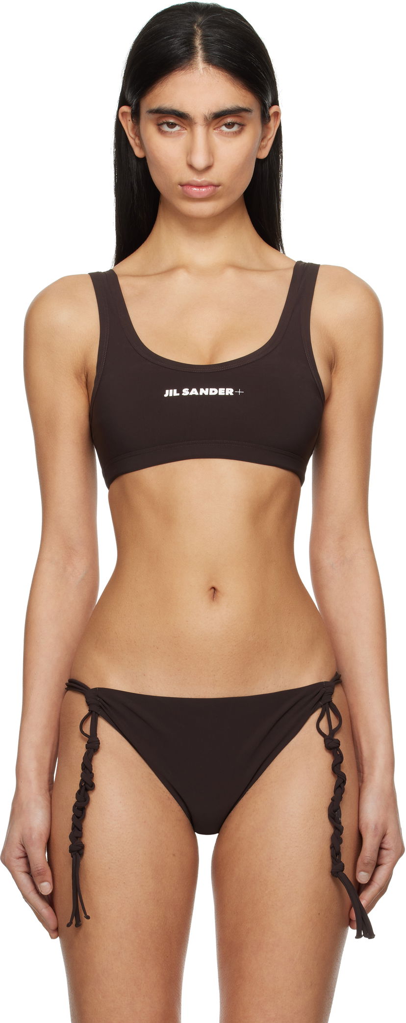 Купальники Jil Sander Jil Sander+ Logo Bikini Top Коричневий | J40BR0006_J20011