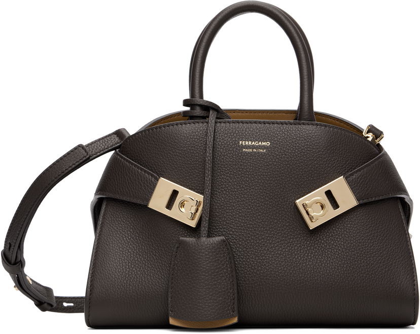 Сумочка FERRAGAMO Ferragamo Mini Hug Bicolor Top Handle Bag Коричневий | 778490