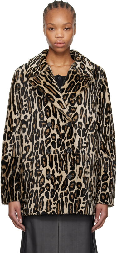 Пальто RE/DONE Re/Done Leopard Print Shearling Peacoat бежевий | 817-06WLEOPCT, 0