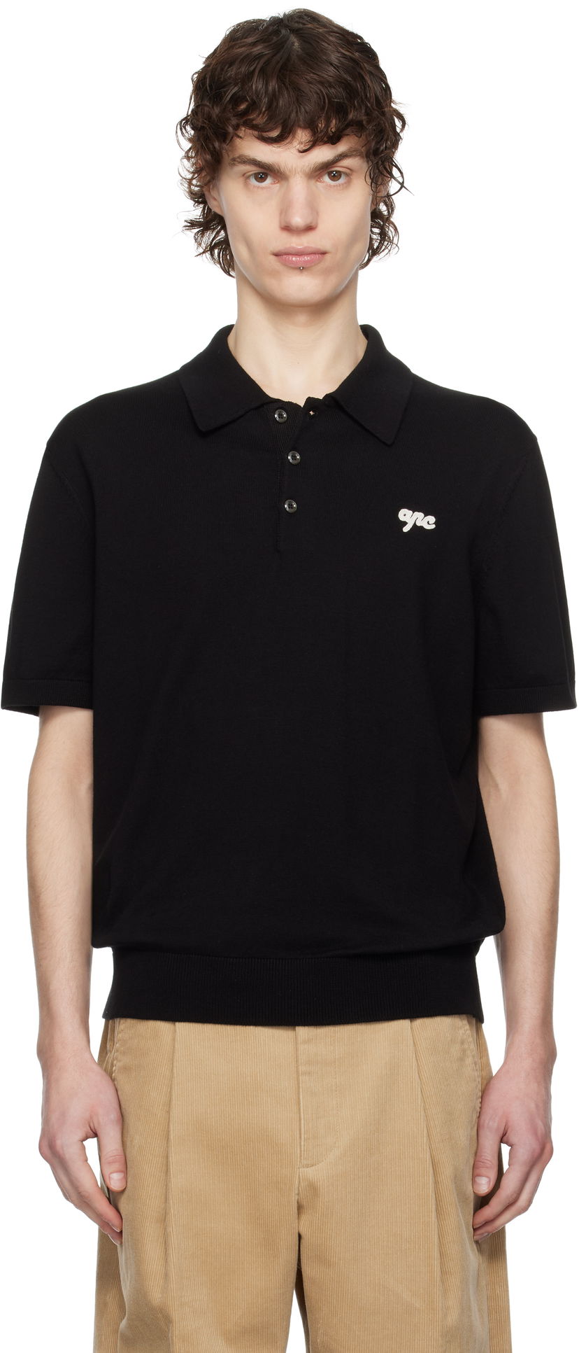 Сорочка поло A.P.C. A.P.C. Gregorio Knit Polo чорний | COGDK-H23393