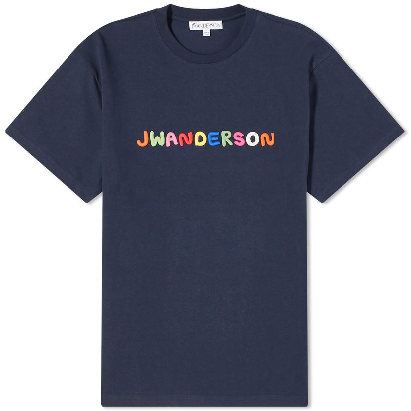 Футболка JW Anderson Logo Embroidery T-Shirt темно-синій | JT0228-PG0482-888