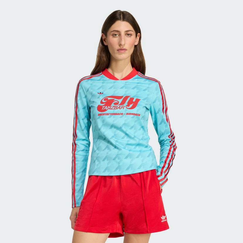 Джерсі adidas Performance Slim-Fit Long Sleeve Football Jersey with Allover Print Бірюзовий | JW0271