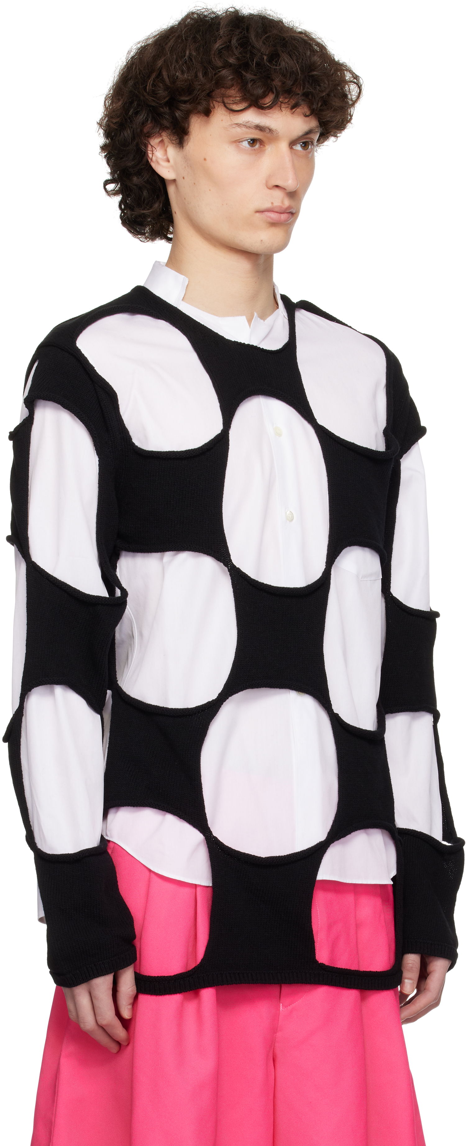 Cветр Comme des Garçons Homme Plus Cotton Code Intarsia B Pattern Crewneck Sweater чорний | PO-N012-051, 1