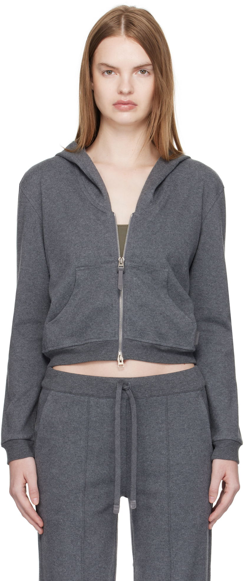 Світшоти Tom Ford TOM FORD Peachy Hand Cotton Jersey Zip-Up Hoodie Сірий | FLJ067-JEX173