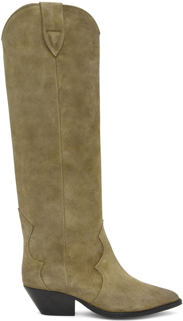 Одяг ISABEL MARANT Isabel Marant Denvee Suede Tall Boots Зелений | 00MBT0072-00M015S