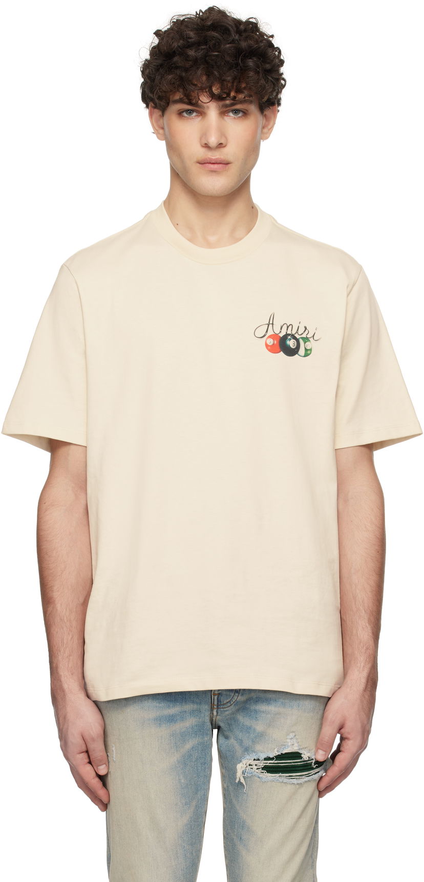 Футболка AMIRI Pool Cue Graphic T-Shirt бежевий | AMJYTE1135