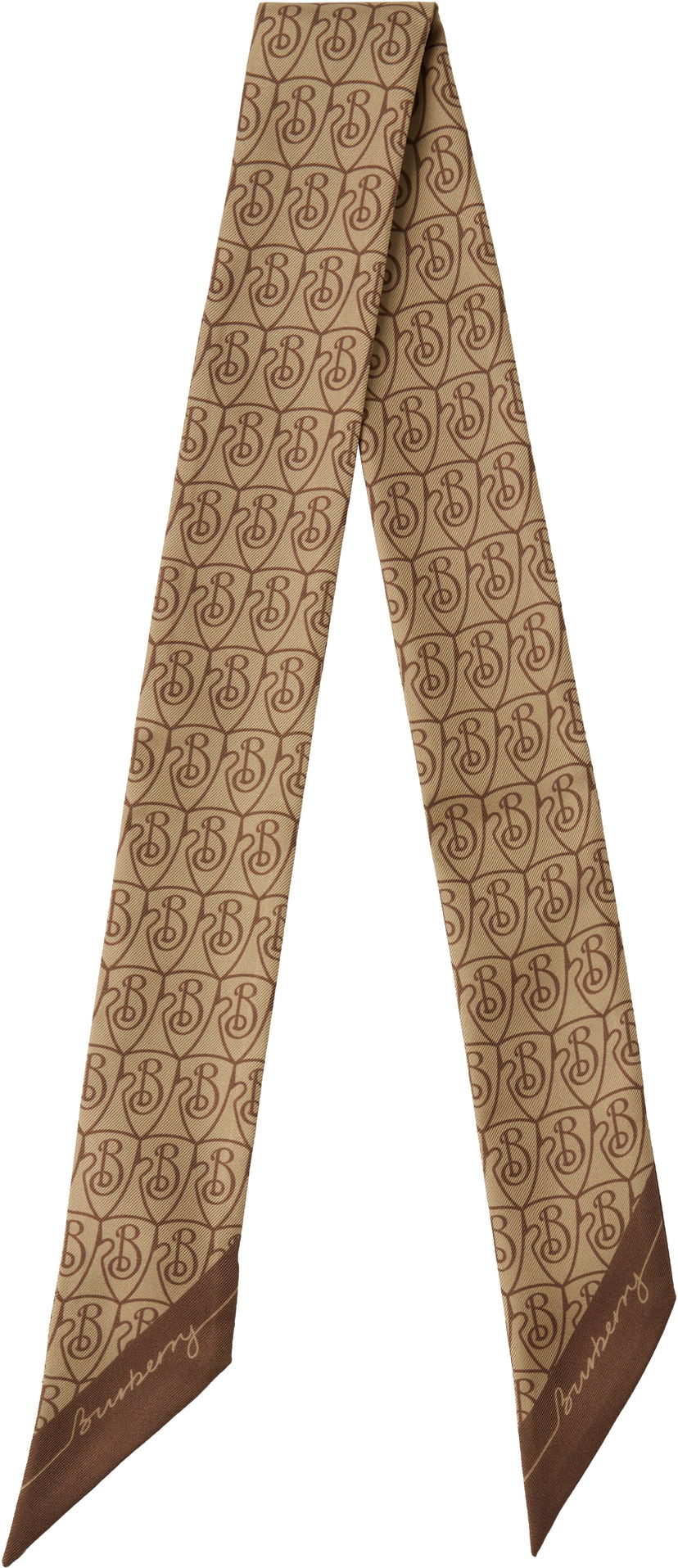 Шарф Burberry Burberry Skinny B Shield Silk Scarf бежевий | 8106311