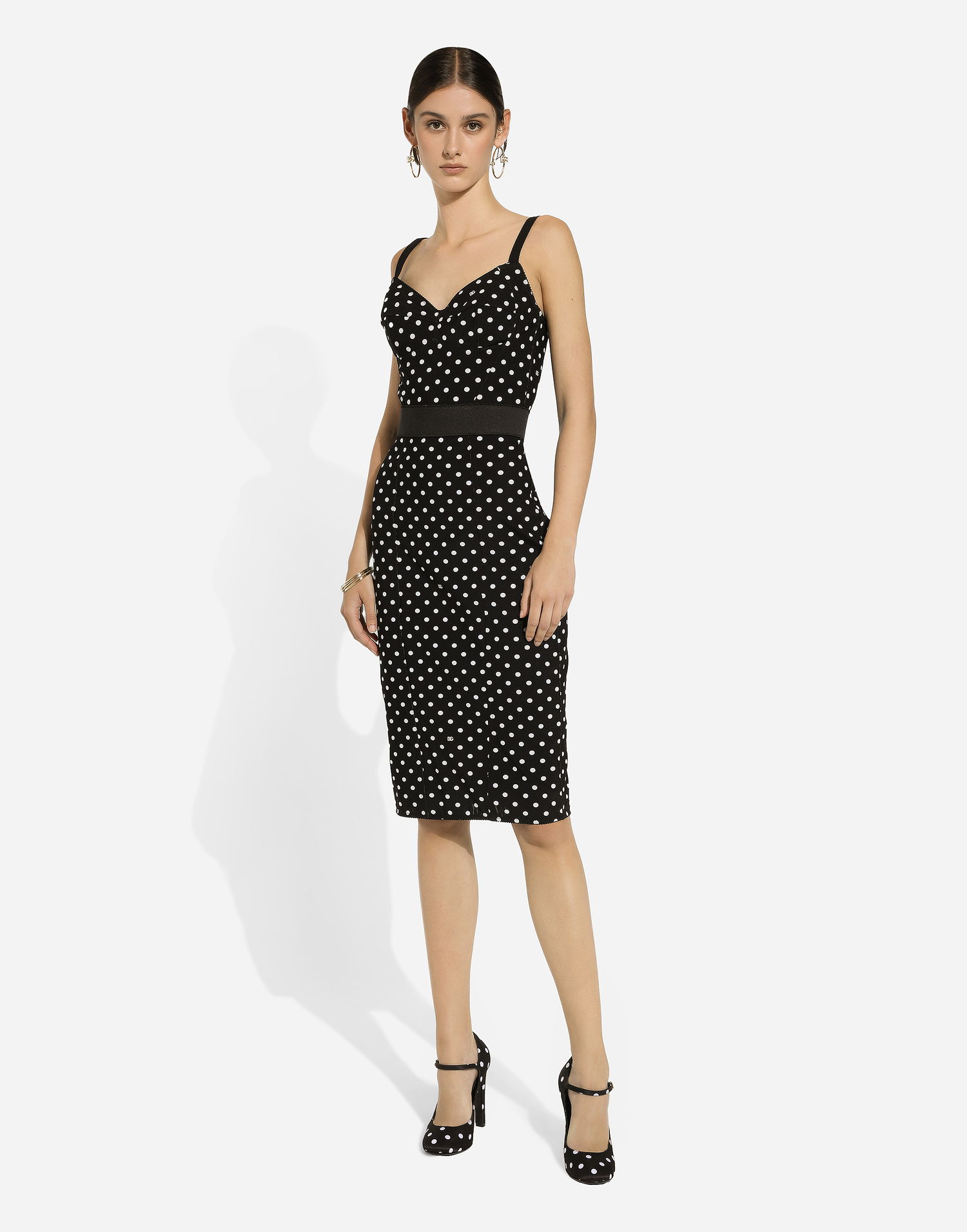 Безрукавка Dolce & Gabbana Polka Dot Marquisette Corset Top чорний | F7AB7TFSUBGHNZQW, 1