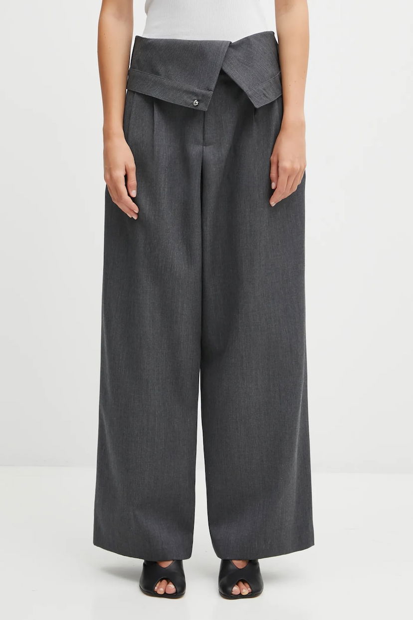 Штани JW Anderson JW Anderson Fold Over High Waist Wide Leg Trousers Сірий | TR0414.PG1821